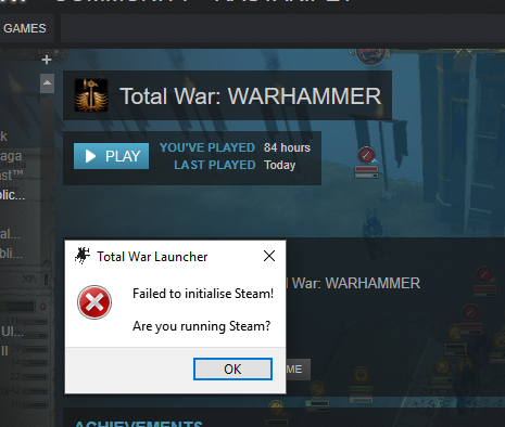 total war warhammer not launching steam
